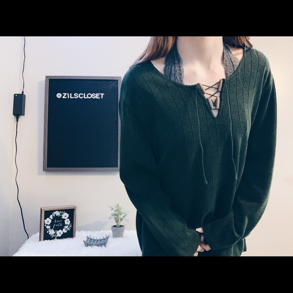 Lace up sweater